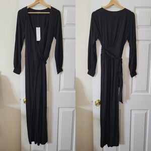 DAYO Black Maxi Wrap Dress M $189